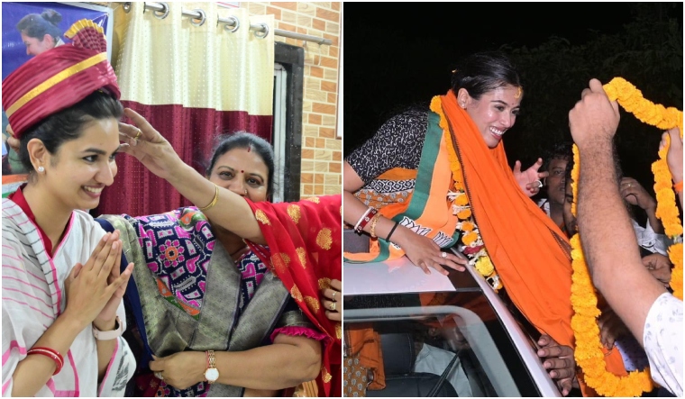 Odisha MLAs Sofia Firdous (L) of the Congress and Upasna Mohapatra of the BJP 